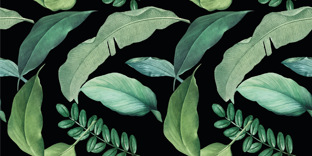 Alfombra vinílica flores hojas del bosque gris oscuro - TenVinilo