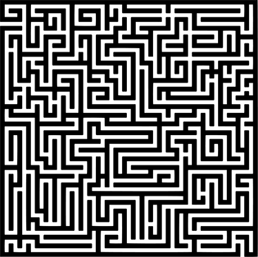 Alfombra vinílica comedor laberinto en blanco y negro - TenVinilo