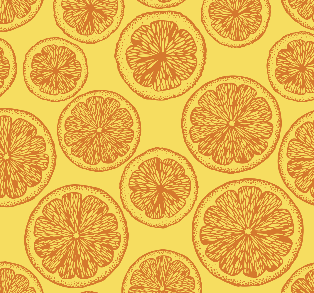 Alfombra vinílica cocina patrón naranja dibujado a mano - TenVinilo