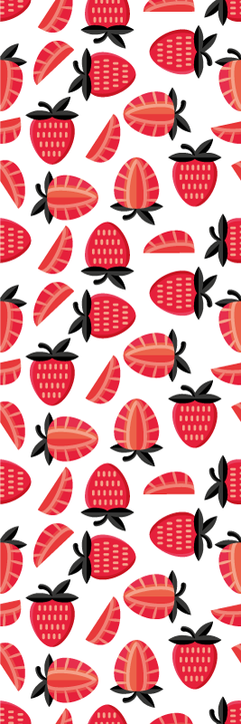 Alfombra vinílica cocina patrón realista de fresas rojas - TenVinilo