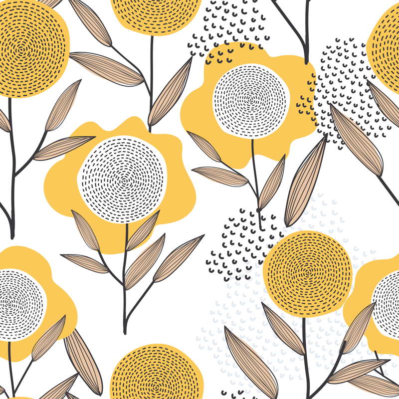 Alfombra vinílica dormitorio estampado floral amarillo - TenVinilo