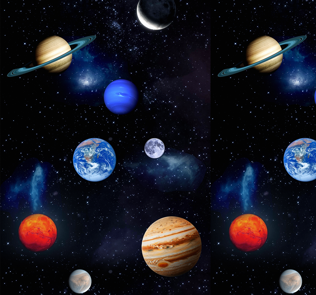 Alfombra vinílica estrellas cosmos espacio planetas - TenVinilo