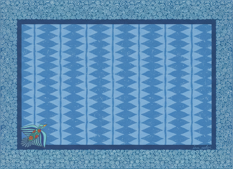 Alfombra vinílica salón patrón de pájaros azules - TenVinilo
