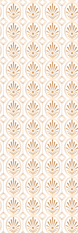 Alfombra vinílica geométrica patrón deco blanco y oro - TenVinilo