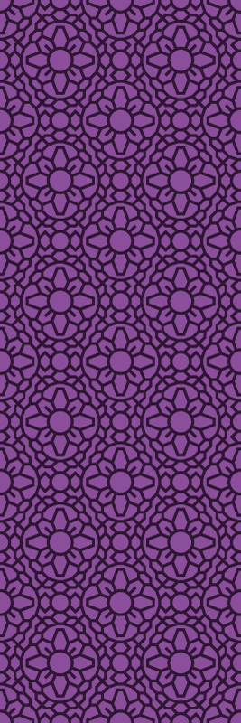 Alfombra vinílica geométrica flores moradas en círculo - TenVinilo