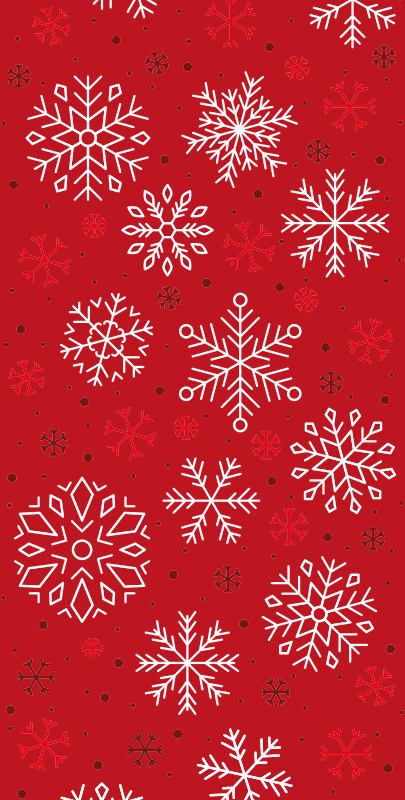 Alfombra vinílica navidad copos de nieve sobre rojo - TenVinilo