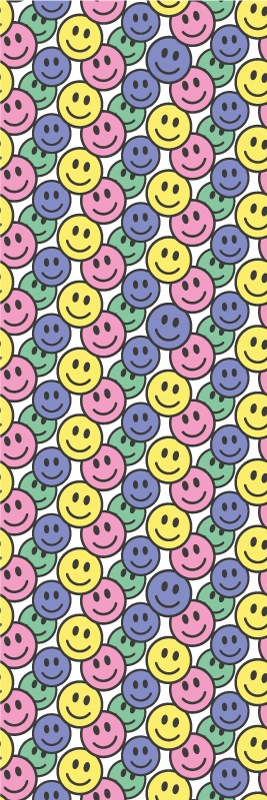 Alfombra vinílica dormitorio caras sonrientes pasteles - TenVinilo