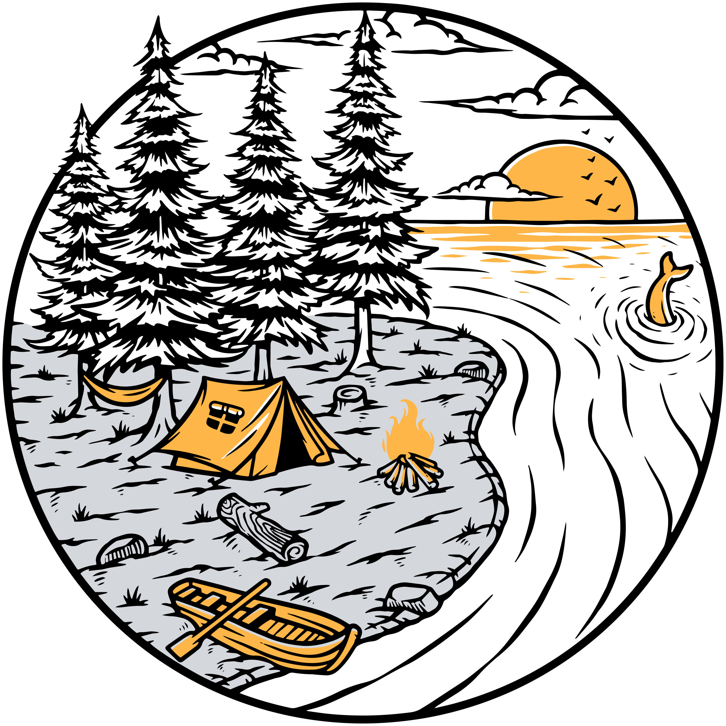 Alfombra vinílica naturaleza insignia paisaje amarillo - TenVinilo