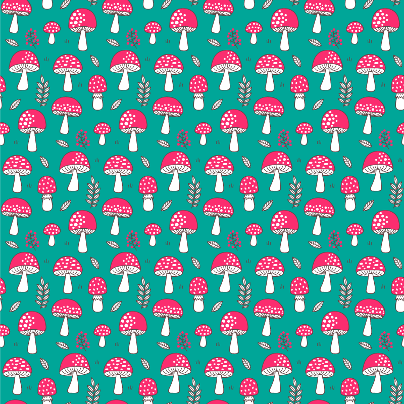 Alfombra vinílica naturaleza setas clásicas fondo turquesa - TenVinilo