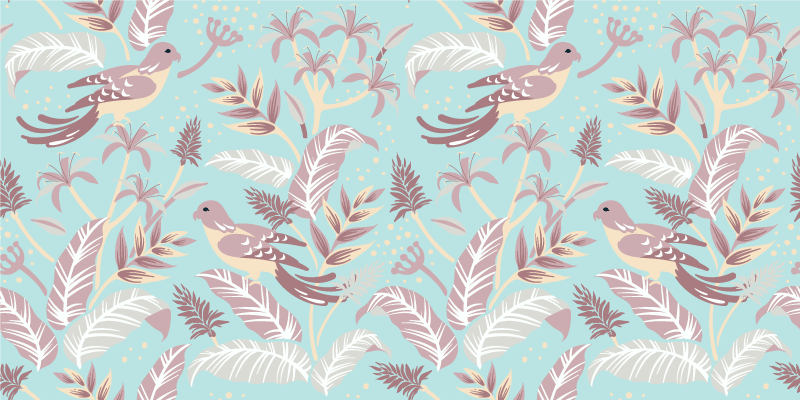 Alfombra vinílica naturaleza patrón de flores azul y rosa - TenVinilo