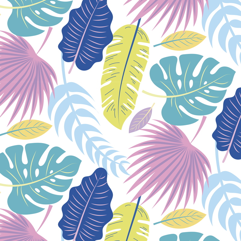 Alfombra vinílica naturaleza patrones de hojas coloridas - TenVinilo