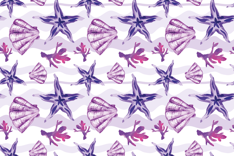 Alfombra vinílica naturaleza patrón de conchas coralinas - TenVinilo