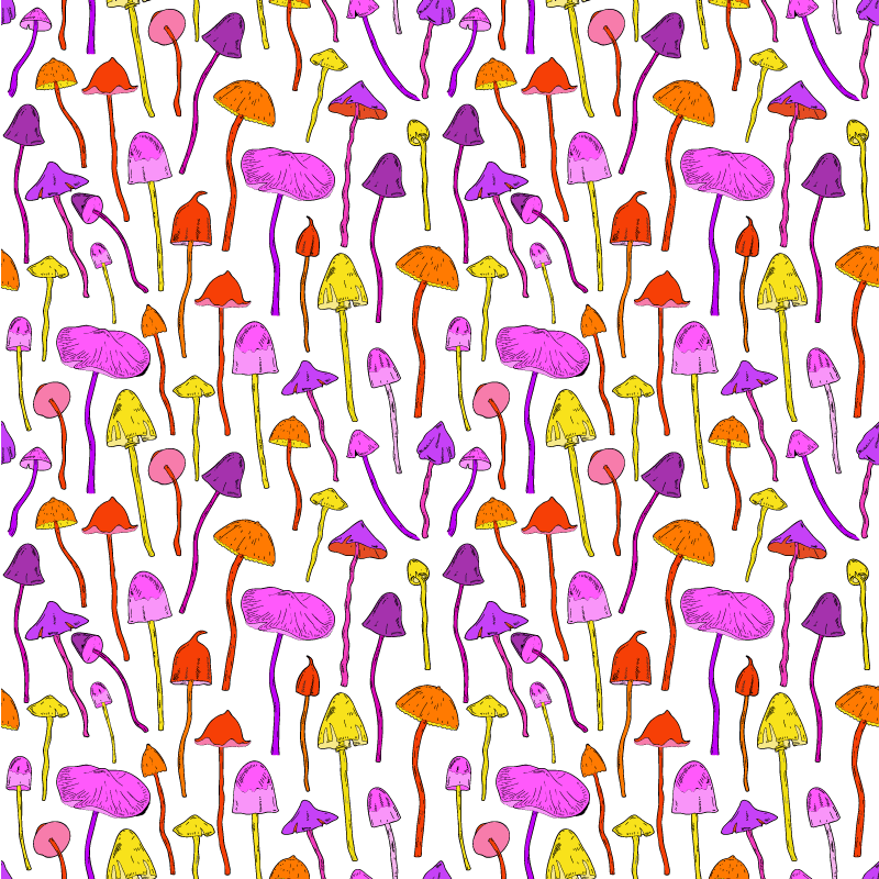 Alfombra vinílica flores patrón de hongos alucinógenos - TenVinilo