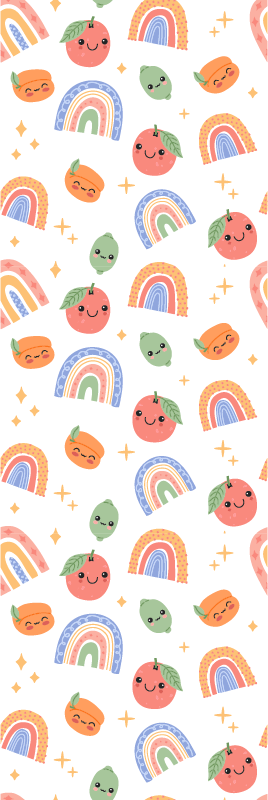 Alfombra vinílica dormitorio frutas con carita linda - TenVinilo