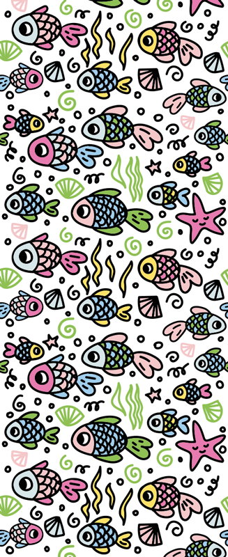 Alfombra vinílica dormitorio diseño peces multicolor - TenVinilo