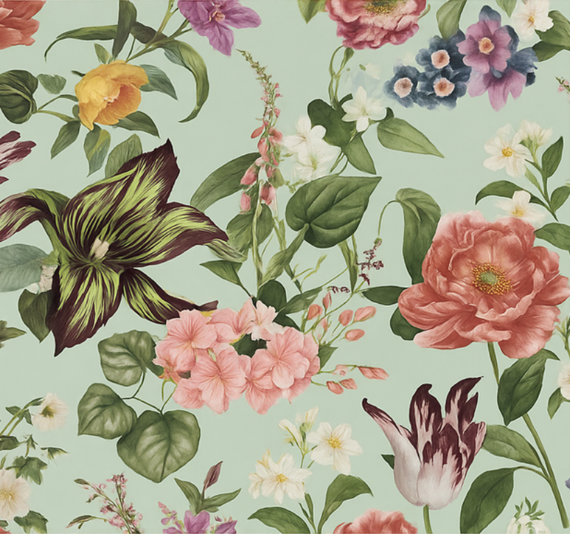 Alfombra vinílica dormitorio floral colorido de primavera - TenVinilo