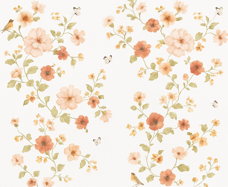Alfombra vinílica dormitorio flores pequeñas blancas - TenVinilo