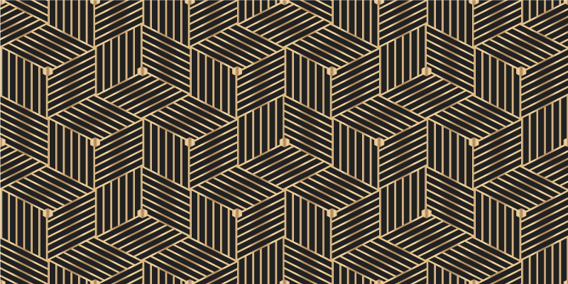 Alfombra vinílica geométrica patrón decorativo dorado - TenVinilo
