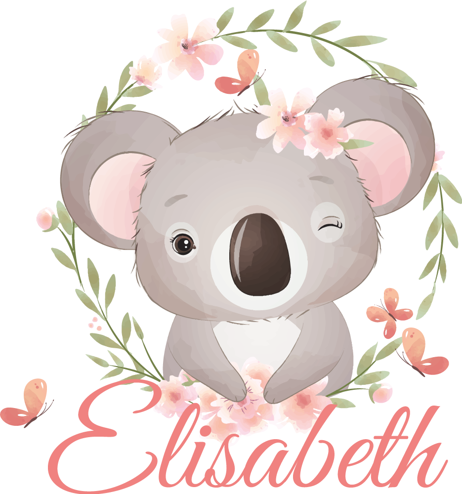 Alfombra vinílica infantil animales lindos koala con nombre - TenVinilo