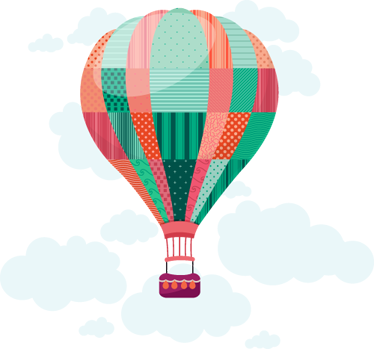 Alfombra vinílica infantil globos de aire patchwork - TenVinilo