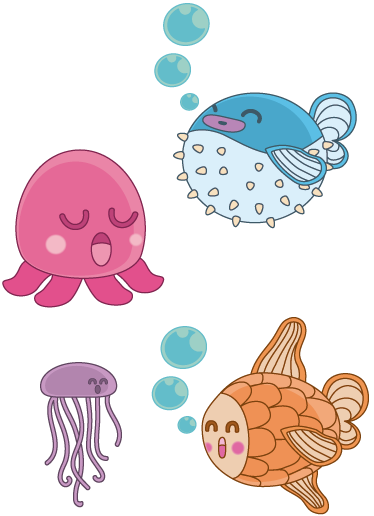 Alfombra vinílica infantil sticker de peces ilustrados - TenVinilo