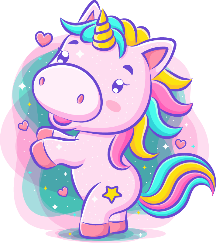 Alfombra vinílica infantil unicornio de dibujos colorido - TenVinilo