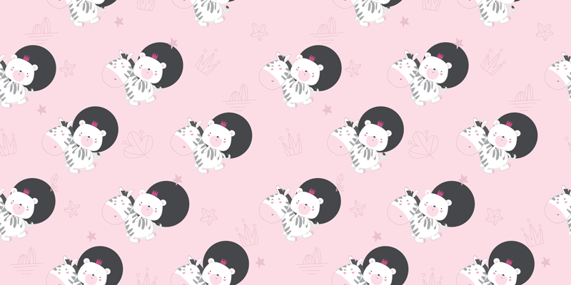 Alfombra vinílica infantil cebra y oso muebles - TenVinilo