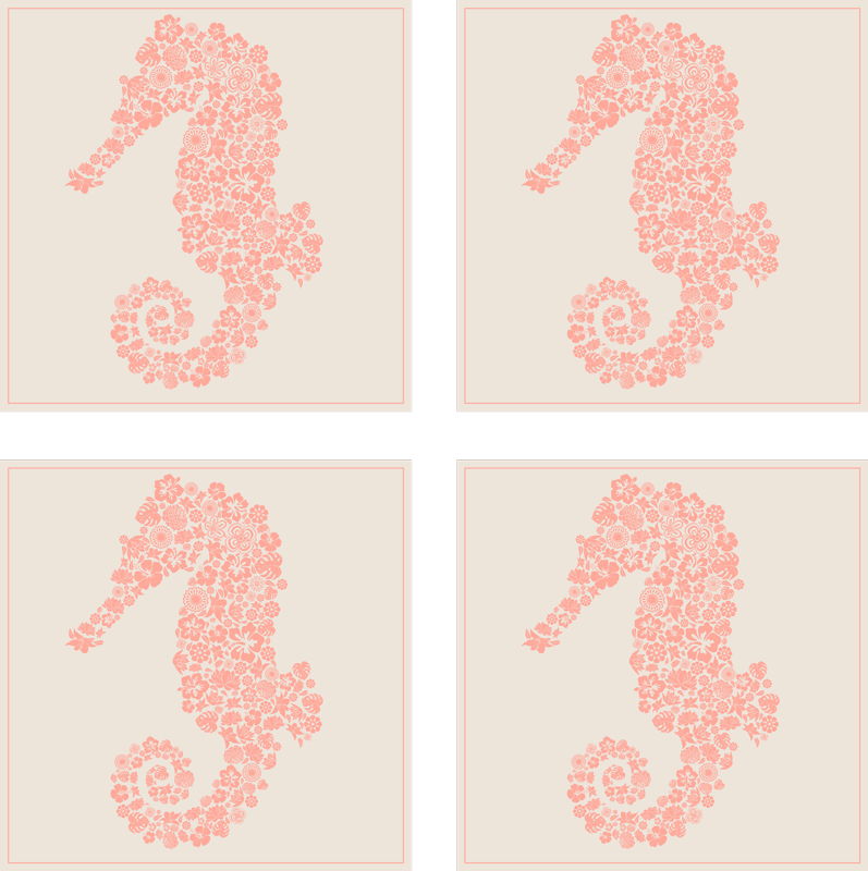 Alfombra vinílica baño caballo de mar floral - TenVinilo