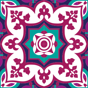 Alfombra vinílica baño patrón de azulejos marroquíes rosa - TenVinilo
