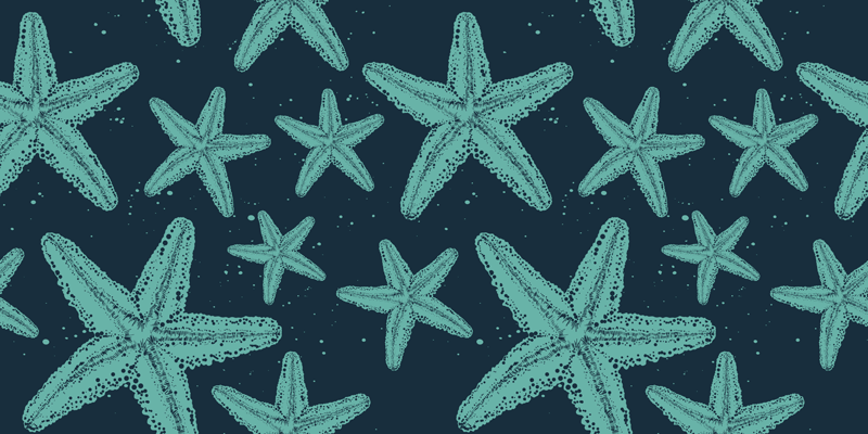 Alfombra vinílica baño estrellas de mar tonos azules - TenVinilo