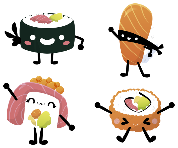 Alfombra vinílica cocina sushi kawaii - TenVinilo