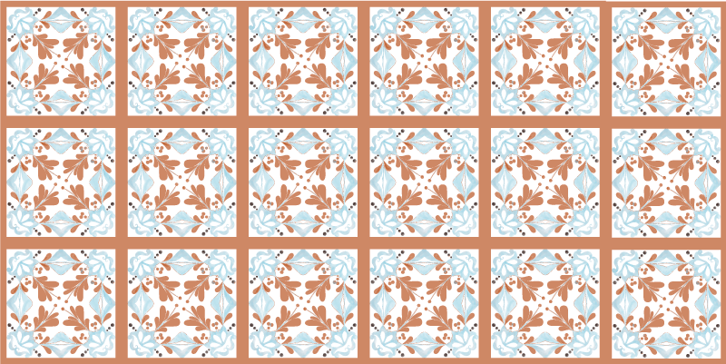 Alfombra vinílica cocina azulejos mediterráneos florales - TenVinilo