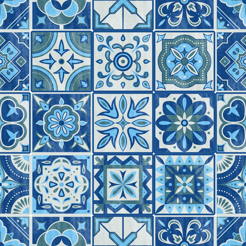 Alfombra vinílica cocina azulejos talavera decorativos - TenVinilo