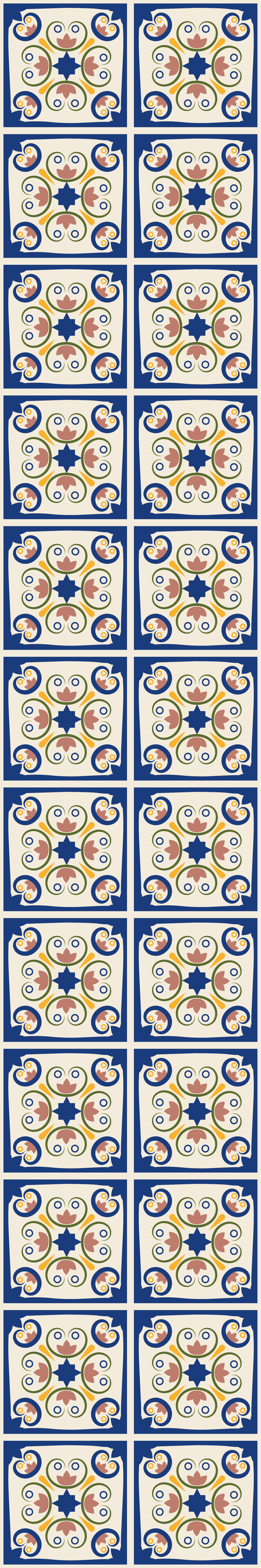 Alfombra vinílica cocina azulejo portugués flores rosas - TenVinilo
