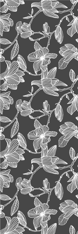Alfombra vinílica dormitorio magnolias blancas y grises - TenVinilo