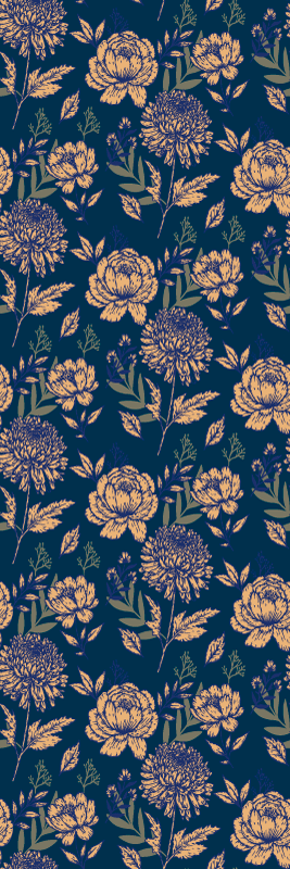 Alfombra vinílica dormitorio patrón azul y amarillo - TenVinilo