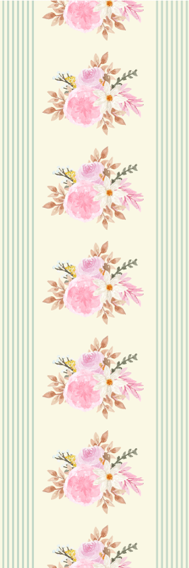 Alfombra vinílica dormitorio estampado floral rayas - TenVinilo