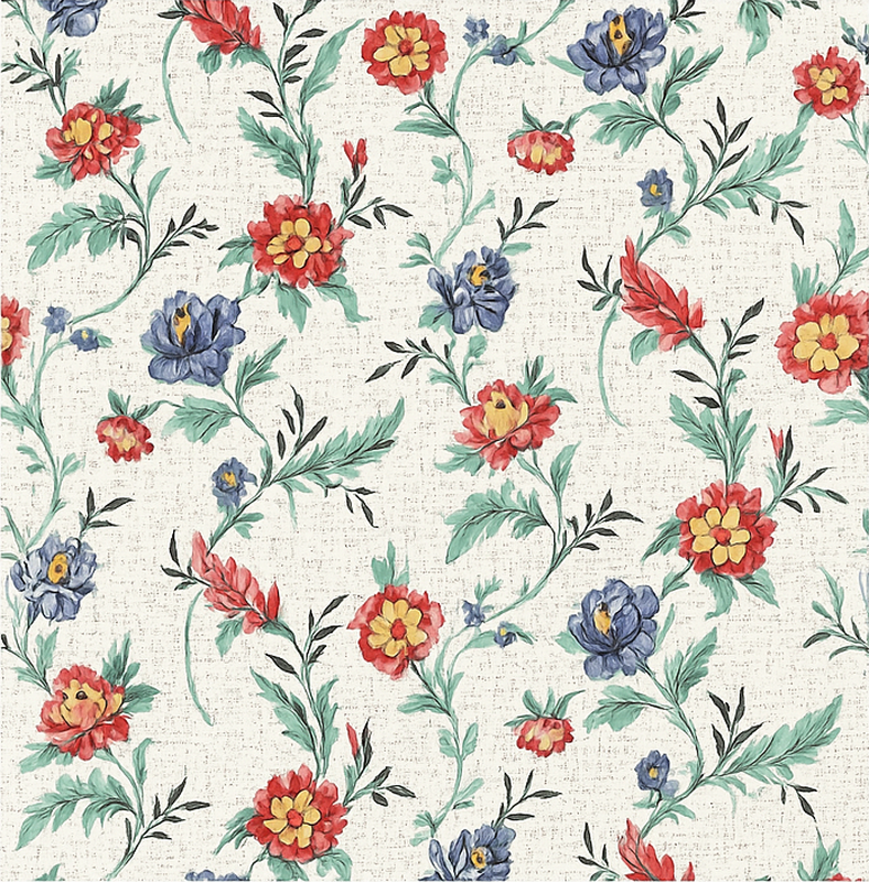 Alfombra vinílica dormitorio diseño flores retro - TenVinilo