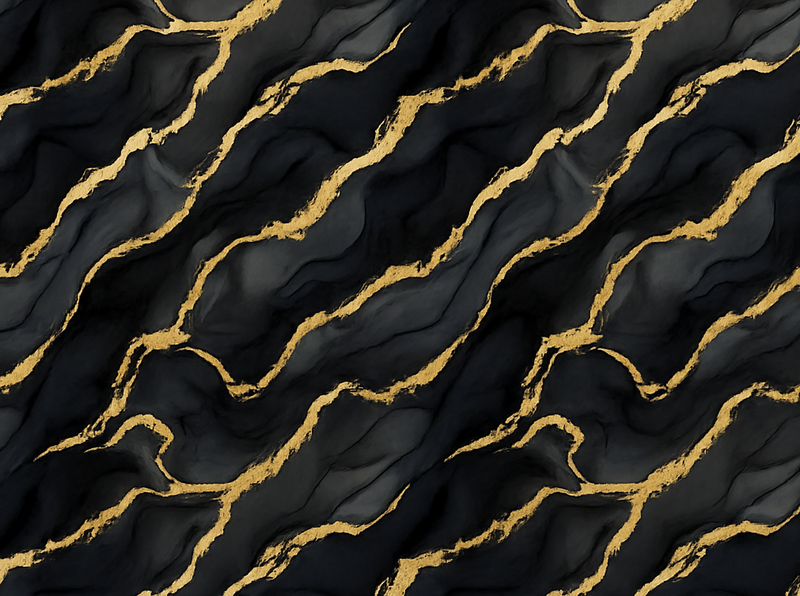 Alfombra vinílica dormitorio efecto mármol negro y dorado - TenVinilo