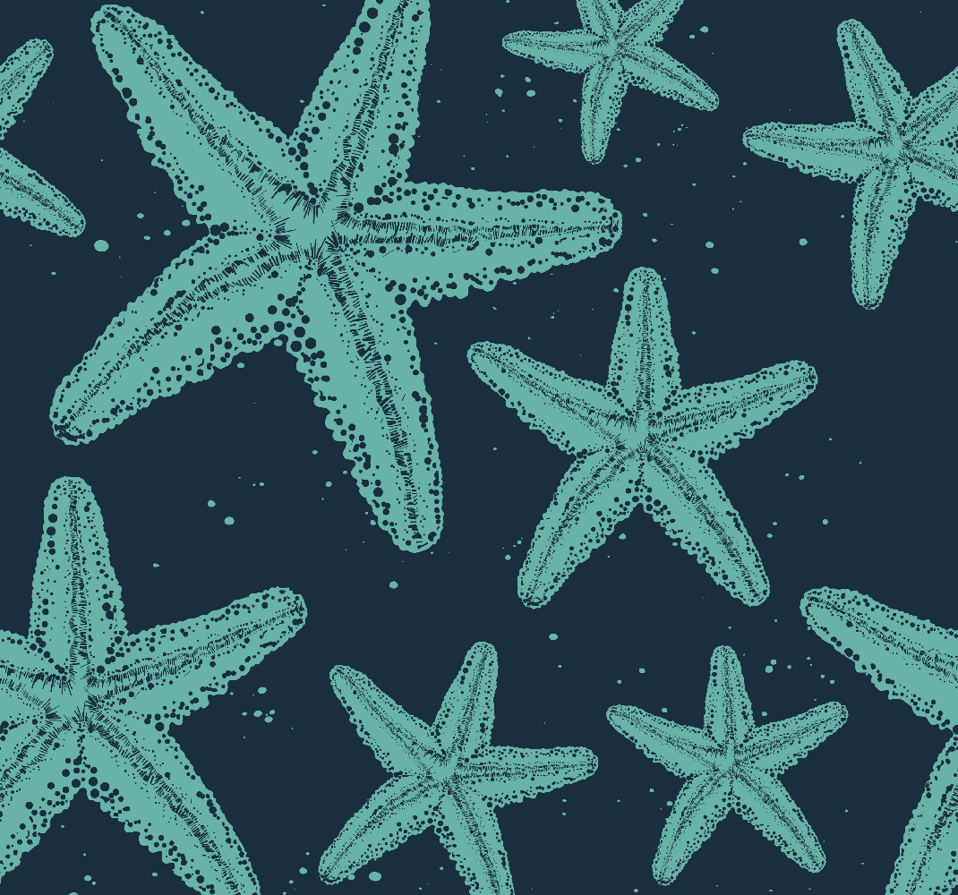 Alfombra vinílica dormitorio estrellas de mar azules - TenVinilo