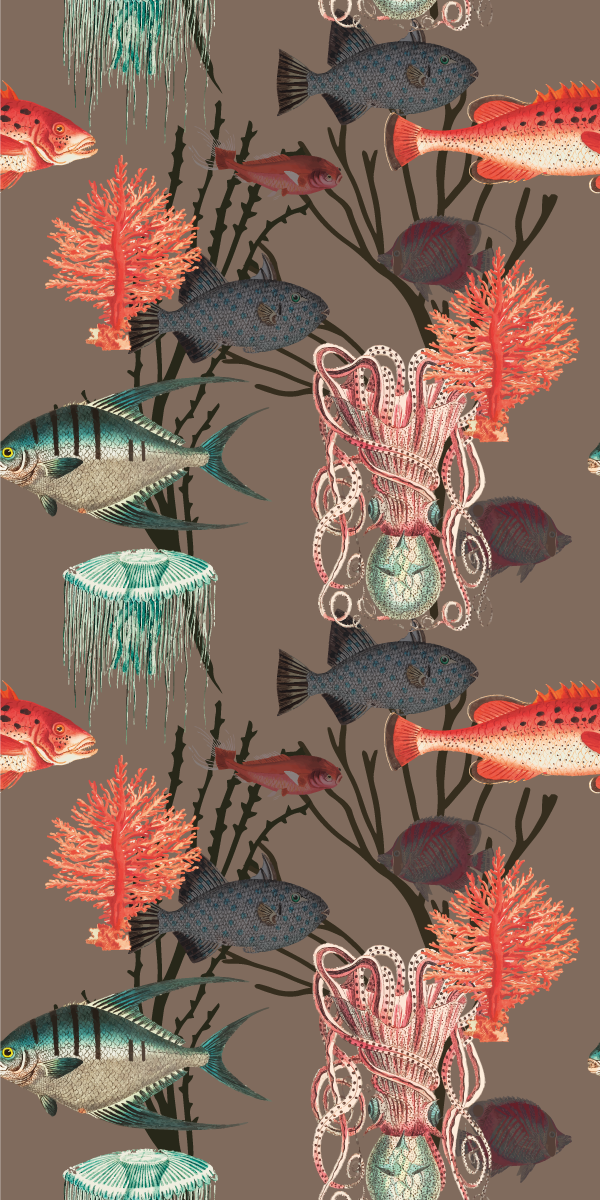 Alfombra vinílica dormitorio vida acuática coral - TenVinilo