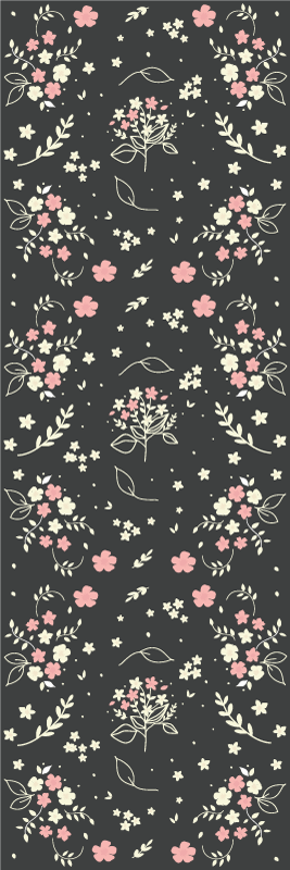 Alfombra vinílica dormitorio fondo gris con toques rosa - TenVinilo