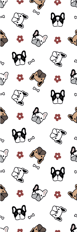 Alfombra vinílica dormitorio flores y bulldogs franceses - TenVinilo