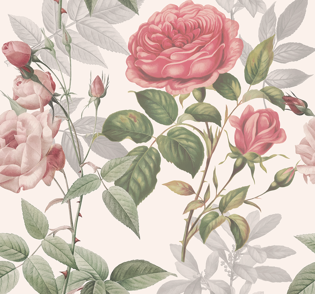 Alfombra vinílica naturaleza rosas grandes - TenVinilo