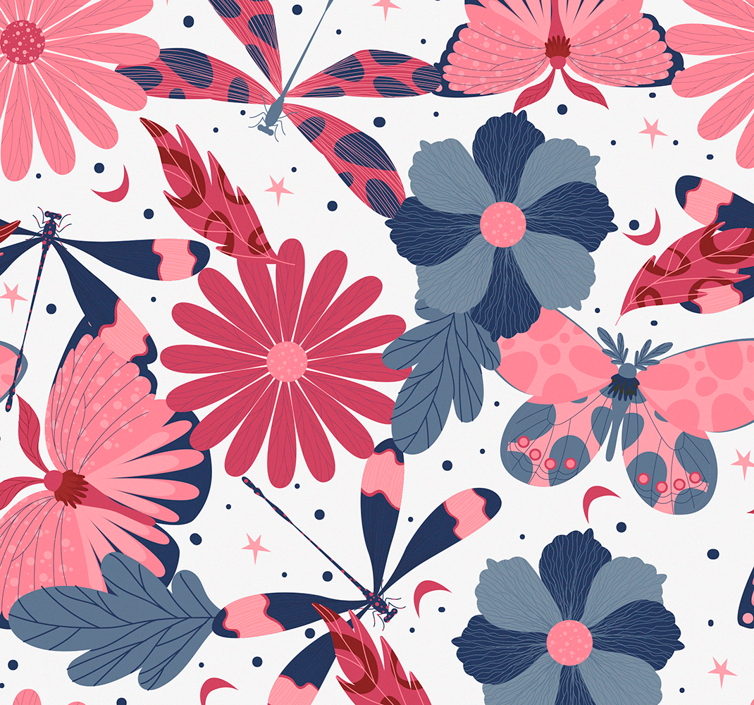 Alfombra vinílica naturaleza diseño mariposas florales - TenVinilo