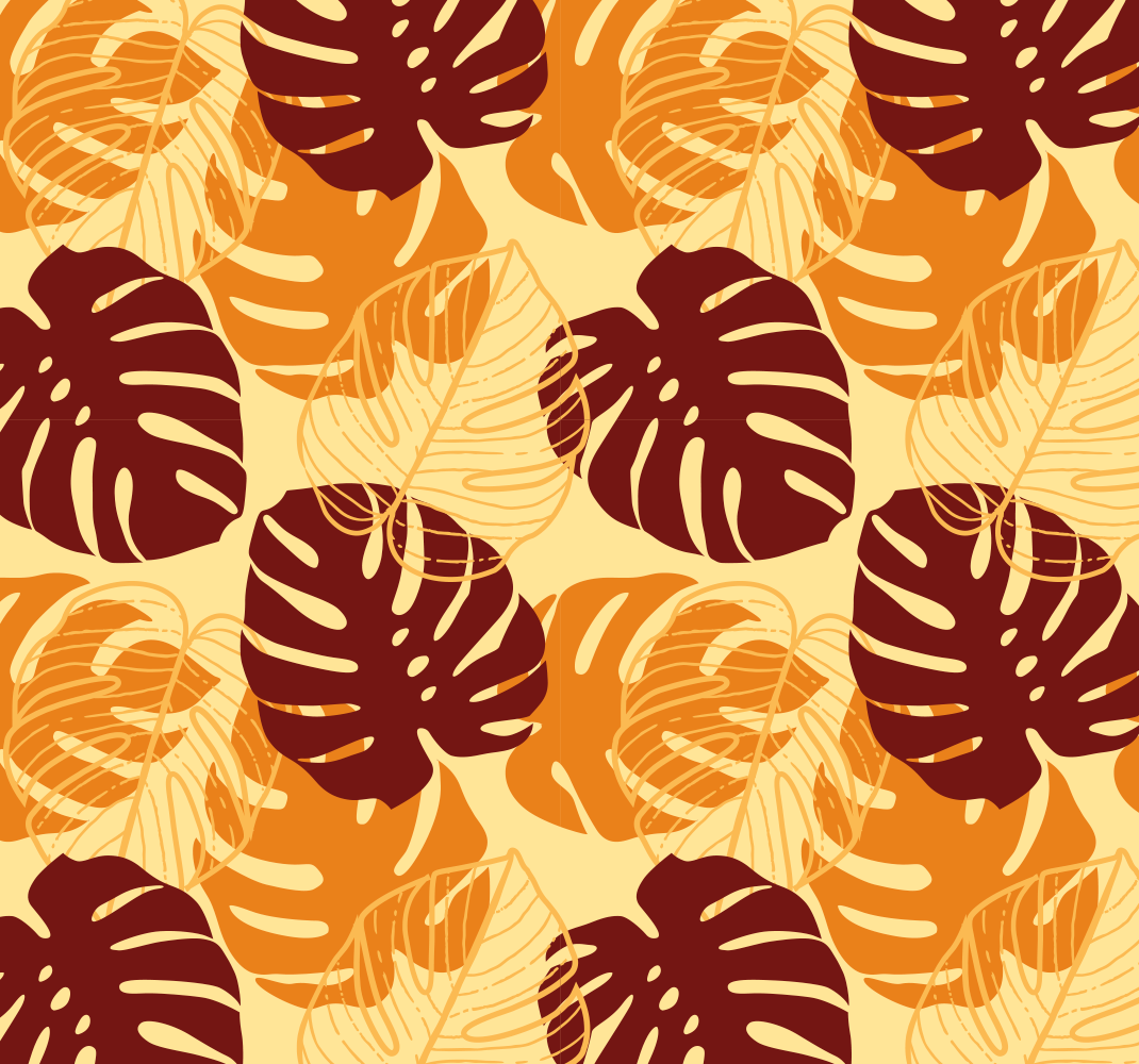 Alfombra vinílica naturaleza monstera rojo y amarillo - TenVinilo