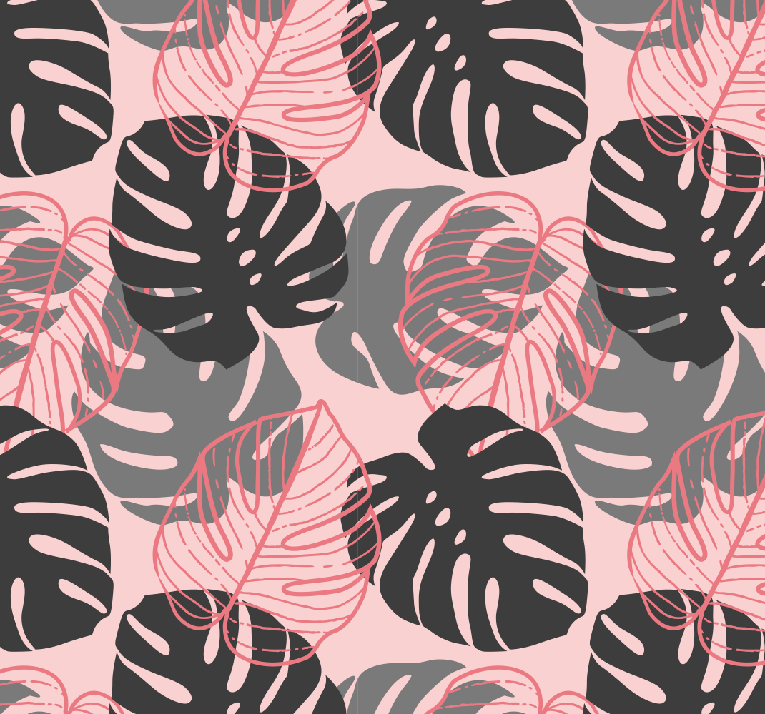 Alfombra vinílica naturaleza monstrosa rosa y gris - TenVinilo