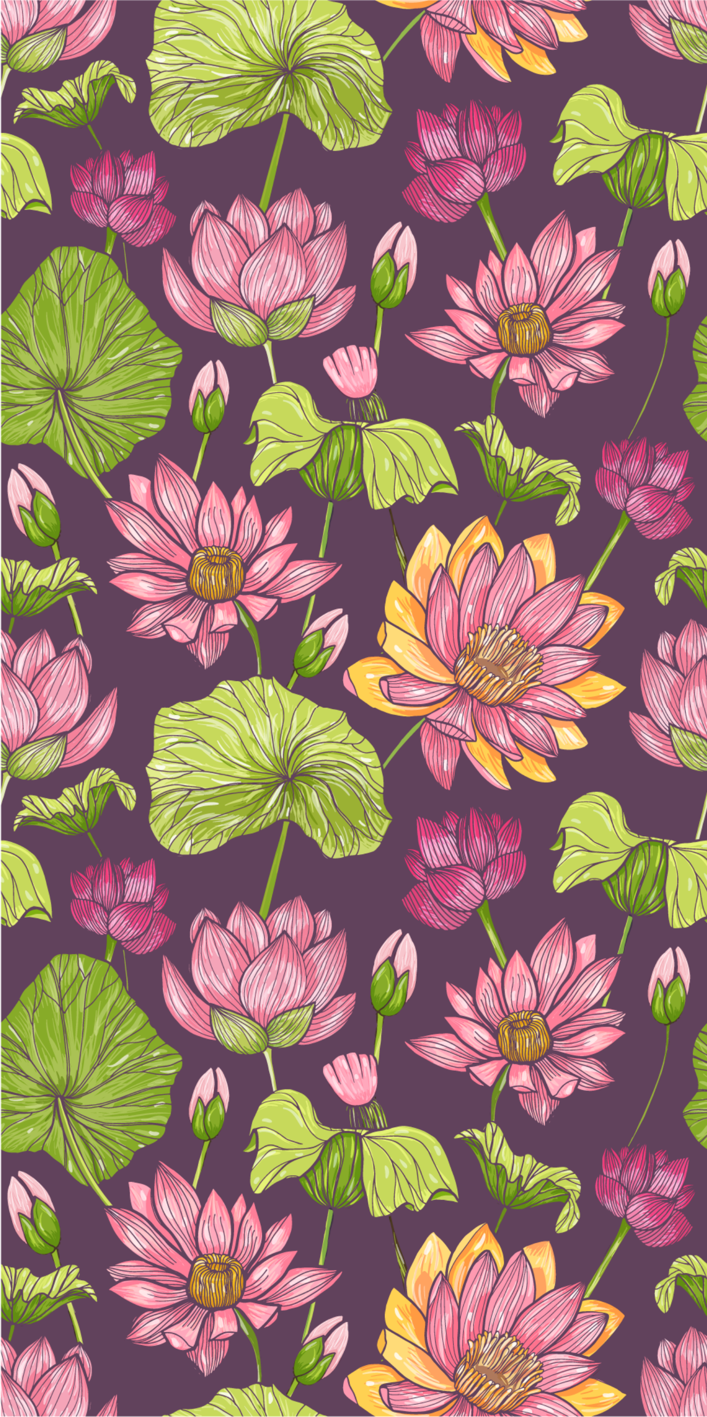 Alfombra vinílica naturaleza hojas y flores de loto - TenVinilo