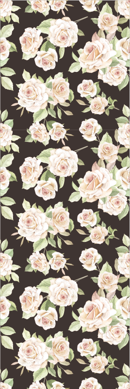 Alfombra vinílica naturaleza rosa blanca fondo negro - TenVinilo