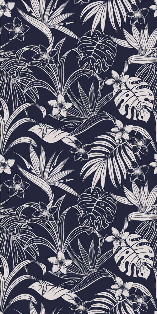 Alfombra vinílica naturaleza hojas y flores tropicales - TenVinilo